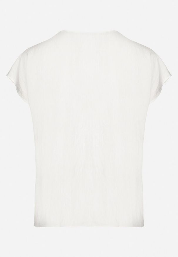 Born2be - Biała Bluzka z Wiskozą Wiązana przy Dekolcie Dovarelle. Okazja: na co dzień. Kolekcja: plus size. Kolor: biały. Materiał: wiskoza. Długość rękawa: krótki rękaw. Długość: krótkie. Styl: elegancki, casual