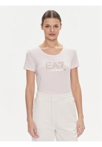 EA7 Emporio Armani T-Shirt 8NTT67 TJDQZ 1422 Różowy Skinny Fit. Kolor: różowy. Materiał: bawełna