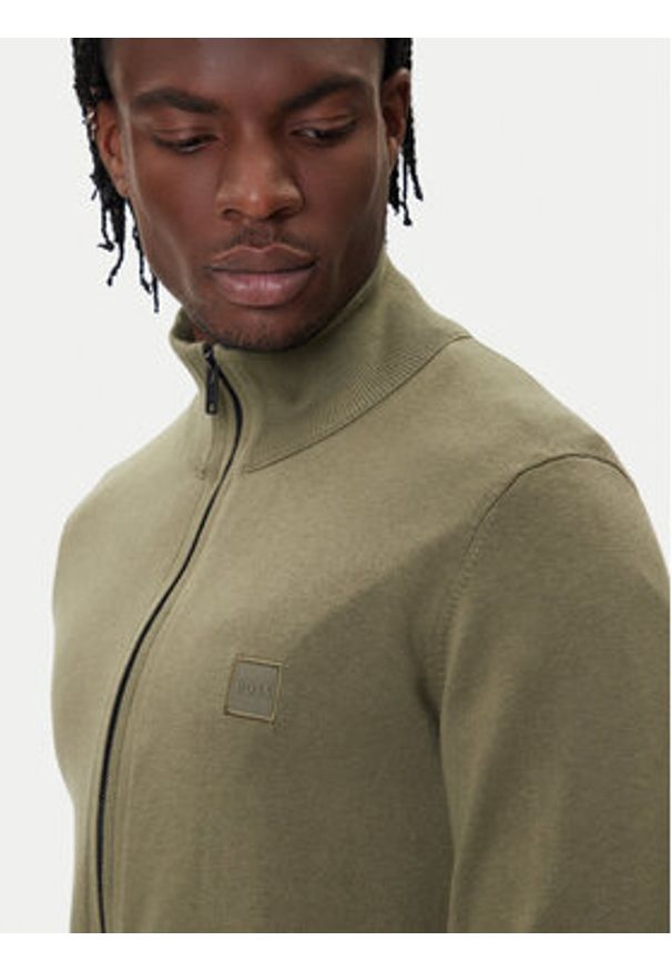 BOSS Kardigan Kanozip_S 50543692 Zielony Regular Fit. Kolor: zielony. Materiał: bawełna