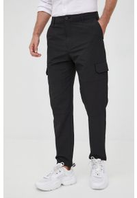 Armani Exchange spodnie męskie kolor czarny w fasonie cargo. Okazja: na co dzień. Kolor: czarny. Materiał: tkanina. Wzór: gładki. Styl: casual