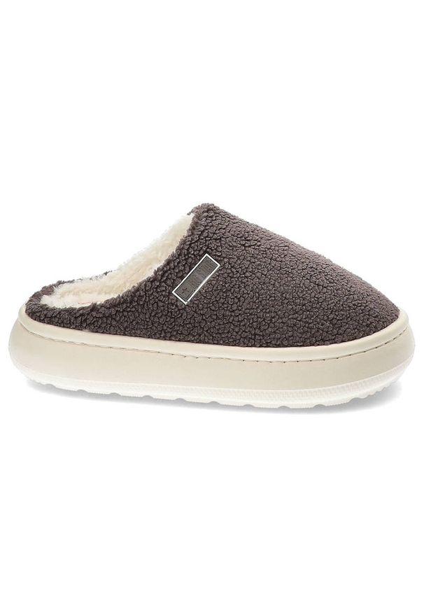 Big-Star - Szare Klapki Big Star Wygodne Ocieplane Kapcie Damskie. Okazja: do domu, na co dzień. Kolor: szary. Materiał: futro, materiał, syntetyk. Szerokość cholewki: normalna. Styl: casual