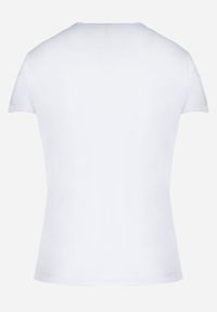 Born2be - Biały T-shirt z Błyszczącym Nadrukiem Kotka Shanaia. Kolekcja: plus size. Kolor: biały. Wzór: nadruk #6
