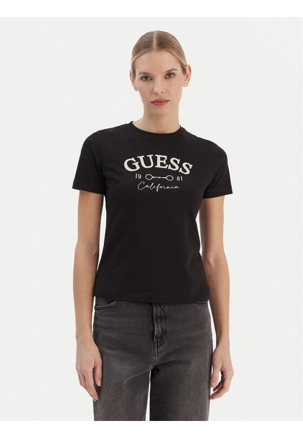 Guess T-Shirt V6RI02 J1314 Czarny Regular Fit. Kolor: czarny. Materiał: bawełna