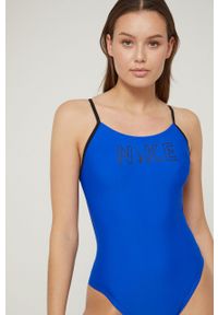 Nike jednoczęściowy strój kąpielowy Cutout miękka miseczka. Kolor: niebieski. Materiał: poliester, skóra #1