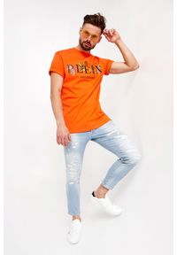 Philipp Plein - T-shirt PHILIPP PLEIN. Materiał: skóra. Wzór: kolorowy, aplikacja, nadruk