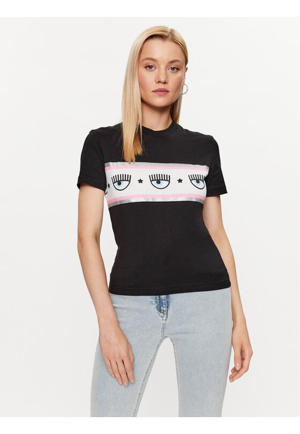 Chiara Ferragni T-Shirt 74CBHF03 Czarny Regular Fit. Kolor: czarny. Materiał: bawełna