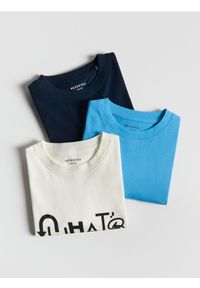 Reserved - Bawełniany t-shirt 3 pack - złamana biel. Materiał: bawełna #1