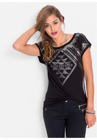 bonprix - Shirt. Kolor: czarny. Długość rękawa: krótki rękaw. Długość: krótkie. Wzór: nadruk #1