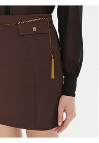 Elisabetta Franchi Spódnica mini GO-148-57E2-V380 Brązowy Slim Fit. Kolor: brązowy. Materiał: syntetyk