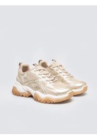 Big-Star - Sneakersy damskie beżowo-złote SS274014 802. Okazja: na co dzień. Nosek buta: okrągły. Kolor: brązowy. Materiał: syntetyk, materiał #4