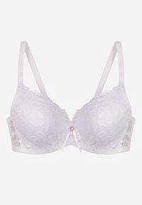 Renee - Biały Biustonosz Ozdobiony Koronką i Kokardką Aqiany. Kolor: biały. Materiał: koronka. Wzór: koronka, aplikacja #3