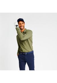 INESIS - Koszulka do golfa polo z długim rękawem męska MW500. Typ kołnierza: golf, polo. Kolor: wielokolorowy, zielony, brązowy. Materiał: poliester, materiał, bawełna. Długość rękawa: długi rękaw. Długość: długie