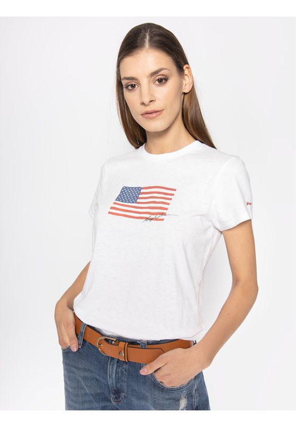 Polo Ralph Lauren T-Shirt Nv Flag 211782940 Biały Regular Fit. Typ kołnierza: polo. Kolor: biały. Materiał: bawełna