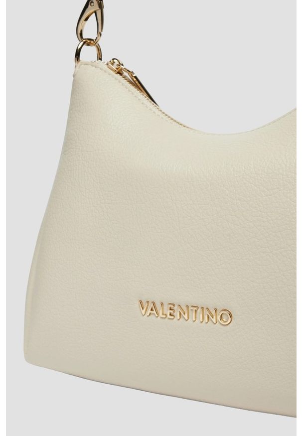 Valentino by Mario Valentino - VALENTINO Beżowa damska torebka Kalimba Hobo Bag z saszetką. Kolor: beżowy. Wzór: paski. Materiał: skórzane. Styl: elegancki