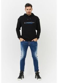 Givenchy - GIVENCHY Czarna bluza męska z kapturem i logo. Typ kołnierza: kaptur. Kolor: czarny. Materiał: prążkowany, bawełna #4