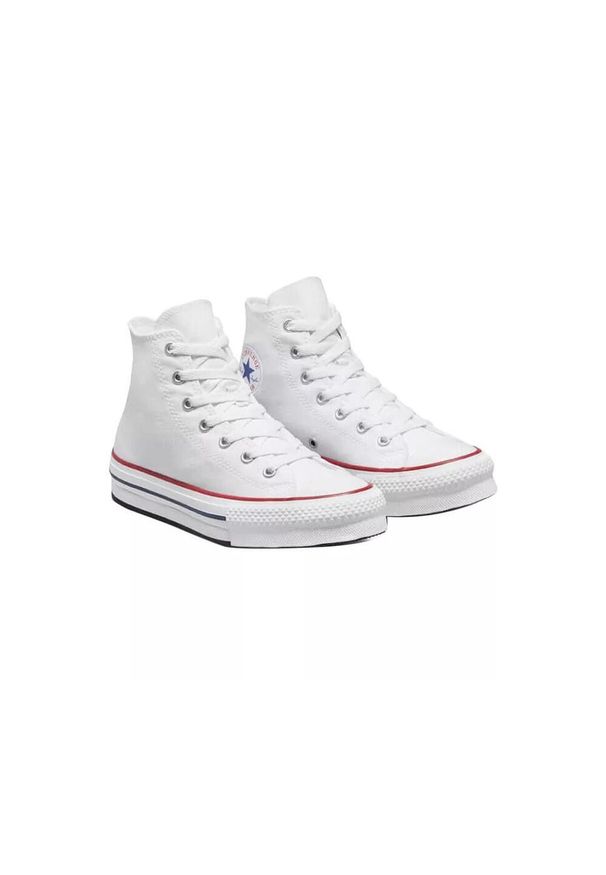 Adidasy Converse Chuck Taylor All Star EVA Lift Canvas, Kobiety. Zapięcie: sznurówki. Kolor: biały, niebieski, wielokolorowy. Materiał: materiał. Szerokość cholewki: normalna. Obcas: na platformie. Model: Converse All Star. Sport: turystyka piesza