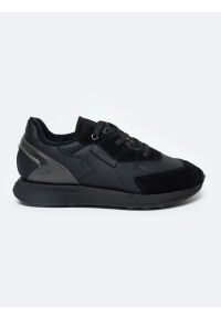 Big-Star - Sneakersy męskie ze skóry naturalnej czarne OO174297 906. Okazja: na co dzień, na spacer. Kolor: czarny. Materiał: skóra ekologiczna, materiał. Sport: turystyka piesza, fitness