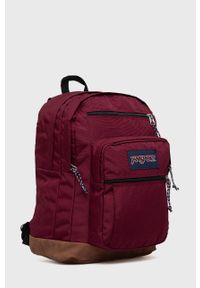 JanSport - Jansport plecak kolor bordowy duży z aplikacją. Kolor: czerwony. Wzór: aplikacja #2