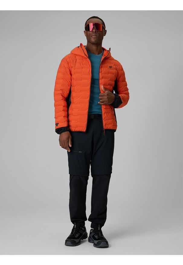 4f - 4F Kurtka trekkingowa z wypełnieniem Primaloft Silver męska - pomarańczowa XL. Kolor: pomarańczowy. Materiał: materiał. Technologia: Primaloft. Długość: długie