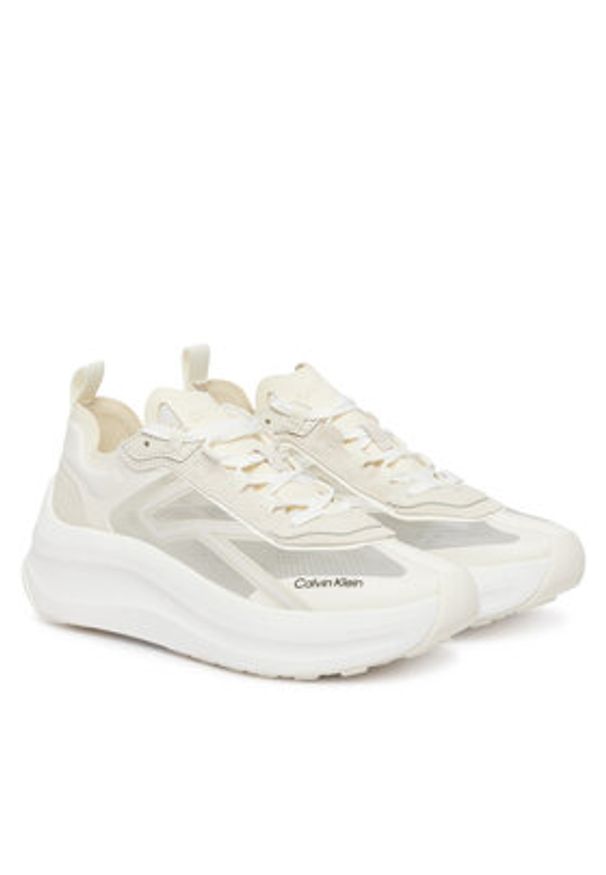 Calvin Klein Sneakersy Chunky Run Ckstripe Lup Rip HW0HW03005 05Z Écru. Kolor: kremowy. Materiał: materiał. Sport: bieganie