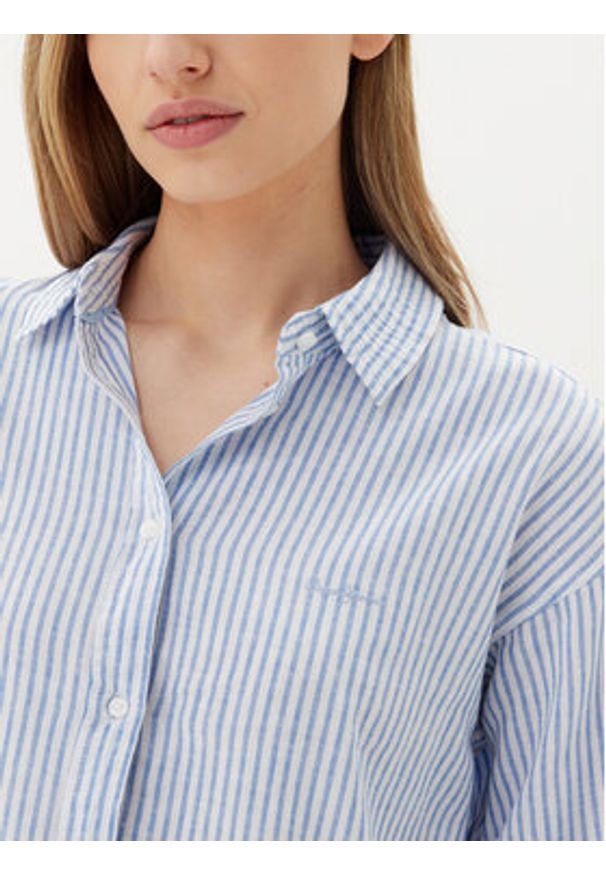 Pepe Jeans Koszula Dream PL305033 Niebieski Loose Fit. Kolor: niebieski. Materiał: len, bawełna
