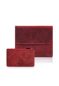 Zestaw skórzany portfel i etui na klucze PAOLO PERUZZI ZUP-64-RD czerwony. Kolor: czerwony. Materiał: skóra