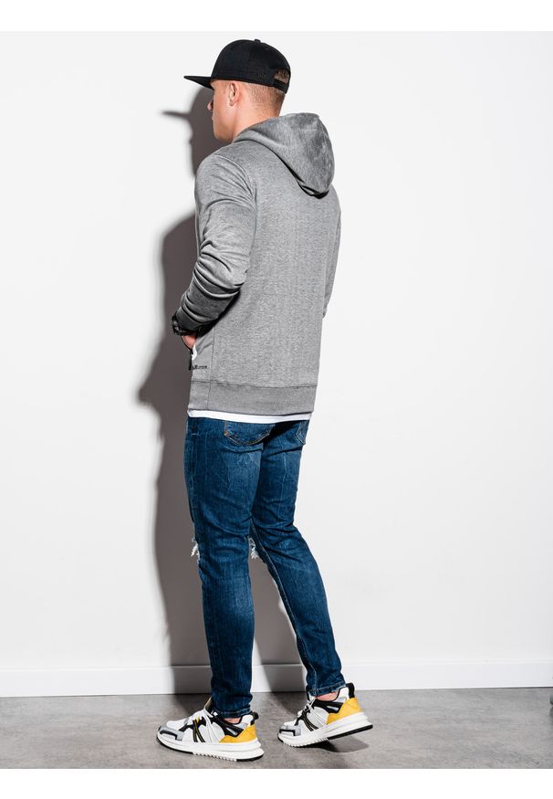 Ombre Clothing - Bluza męska z kapturem B1082 - szary melanż - XXL. Typ kołnierza: kaptur. Kolor: szary. Materiał: bawełna, poliester. Wzór: melanż