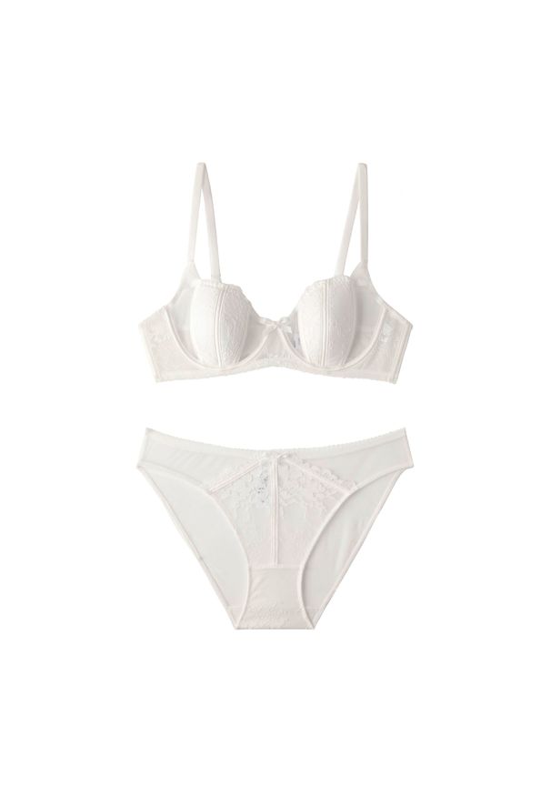 Intica - Komplet bielizny z delikatnego materiału Gabrijela. Kolor: biały. Materiał: materiał