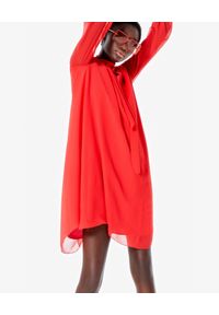 Kenzo - KENZO - Czerwona sukienka. Kolor: czerwony. Materiał: tiul, materiał. Długość rękawa: długi rękaw. Styl: wizytowy #1