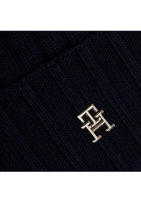 TOMMY HILFIGER - Tommy Hilfiger Czapka Essential Chic Pompom Beanie AW0AW16125 Granatowy. Kolor: niebieski. Materiał: materiał