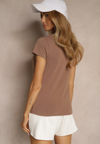 Renee - Brązowy Basicowy T-shirt z Bawełny Mevolena. Okazja: na co dzień. Kolor: brązowy. Materiał: bawełna. Styl: klasyczny, casual #3