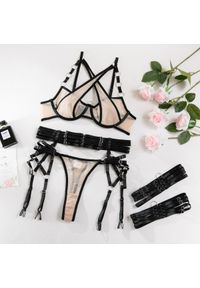 Intica - Komplet bielizny z ozdobnymi regulowanymi paskami na romantyczne wieczory Shoshana. Kolor: wielokolorowy. Materiał: materiał. Wzór: paski