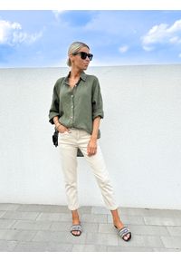ClothStore - Koszula Linen Khaki. Kolor: brązowy. Materiał: tkanina, len, materiał. Sezon: lato #1