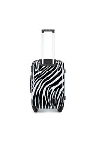 Wittchen - Średnia walizka z ABS-u z nadrukiem biało-czarna. Kolor: czarny, biały, wielokolorowy. Materiał: guma. Wzór: nadruk. Styl: wakacyjny
