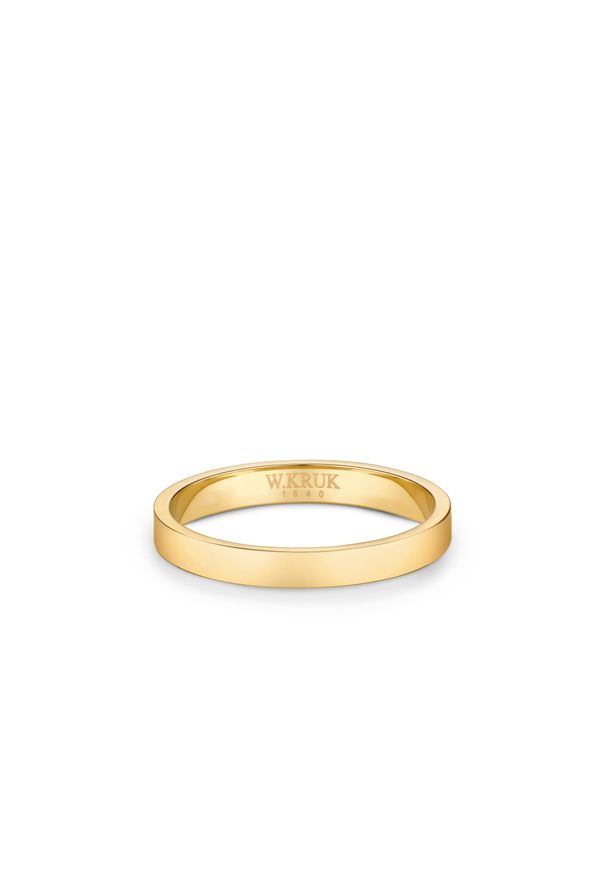 W.KRUK - Obrączka ślubna złota Alba męska. Materiał: złote. Kolor: złoty. Wzór: aplikacja, gładki