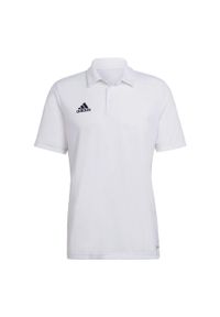 Koszulka polo do piłki nożnej męska Adidas Entrada 22 Polo z krótkim rękawem. Typ kołnierza: polo. Kolor: biały. Długość rękawa: krótki rękaw. Długość: krótkie