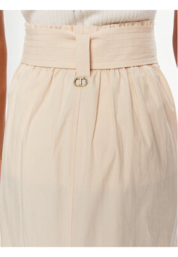 TwinSet - TWINSET Spódnica trapezowa 241TT2055 Beżowy Regular Fit. Kolor: beżowy. Materiał: bawełna