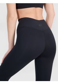 4f - 4F Legginsy treningowe damskie - czarne XXL. Kolor: czarny. Materiał: włókno, elastan, dzianina, materiał, syntetyk. Wzór: gładki, jednolity, ze splotem. Sport: fitness