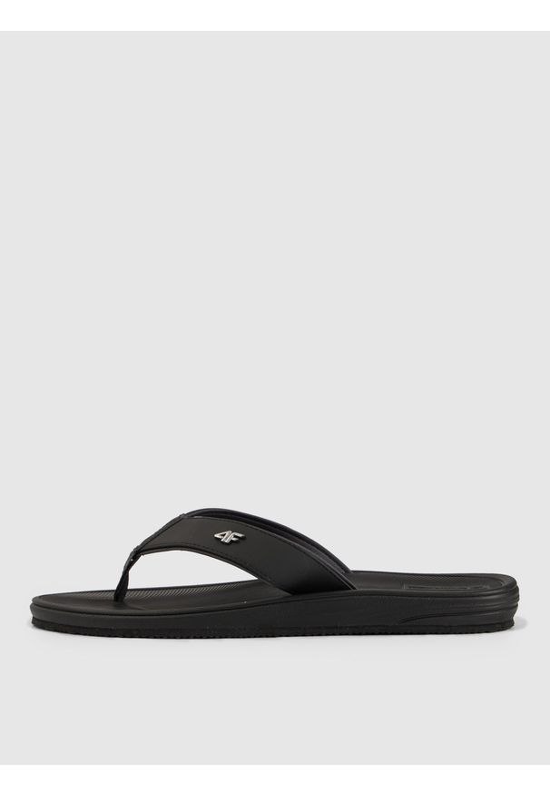 4f - 4F Japonki męskie - czarne 40. Okazja: na co dzień, na spacer, na plażę. Kolor: czarny. Materiał: materiał, guma, skóra. Wzór: paski. Sezon: lato. Styl: sportowy, casual