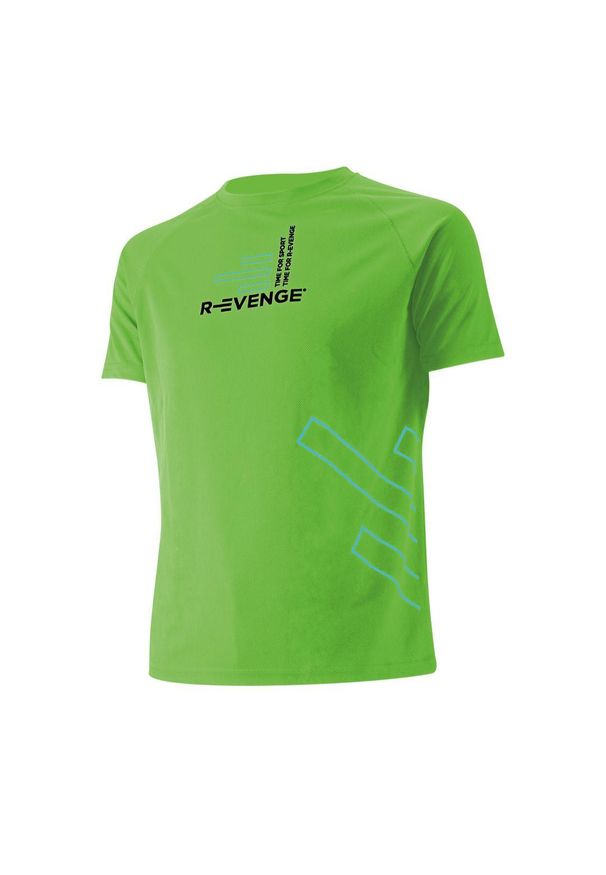 R-EVENGE - Koszulka męska z krótkim rękawem Fitness Running Cardio zielona. Kolor: zielony. Materiał: poliester. Długość rękawa: krótki rękaw. Długość: krótkie. Sport: fitness, bieganie