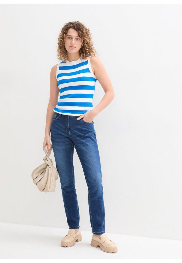 bonprix - Dżinsy ze stretchem Boyfriend, Mid Waist. Kolor: niebieski