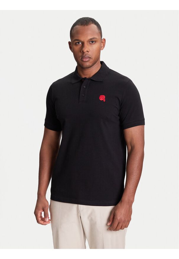Karl Lagerfeld - KARL LAGERFELD Polo 745022 553231 Czarny Regular Fit. Typ kołnierza: polo. Kolor: czarny. Materiał: bawełna
