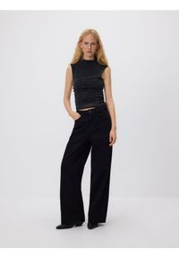 Reserved - Jeansy wide leg z wysokim stanem - czarny. Stan: podwyższony. Kolor: czarny #1