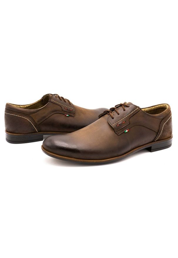 Buty Olivier skórzane męskie 305GT brązowe. Kolor: brązowy. Materiał: skóra. Sezon: jesień, wiosna. Styl: sportowy