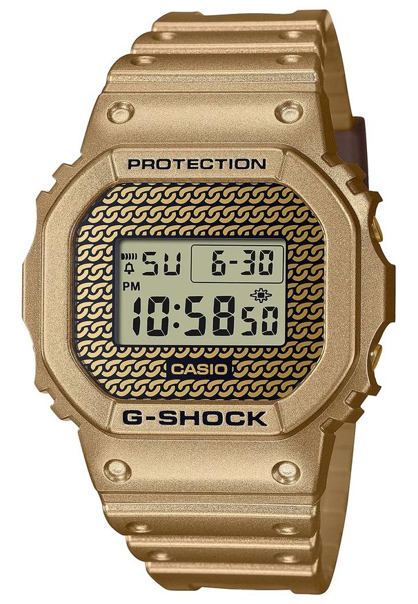 G-Shock - Zegarek Męski G-SHOCK Hip Hop Gold Chain Original DWE-5600HG-1ER. Rodzaj zegarka: cyfrowe. Materiał: tworzywo sztuczne
