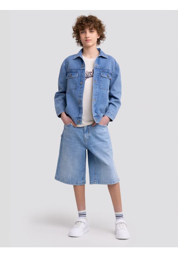 Big-Star - Koszula chłopięca jeansowa niebieska Hugo 180. Okazja: na co dzień. Kolor: niebieski. Materiał: jeans. Styl: sportowy, młodzieżowy, casual, vintage, klasyczny