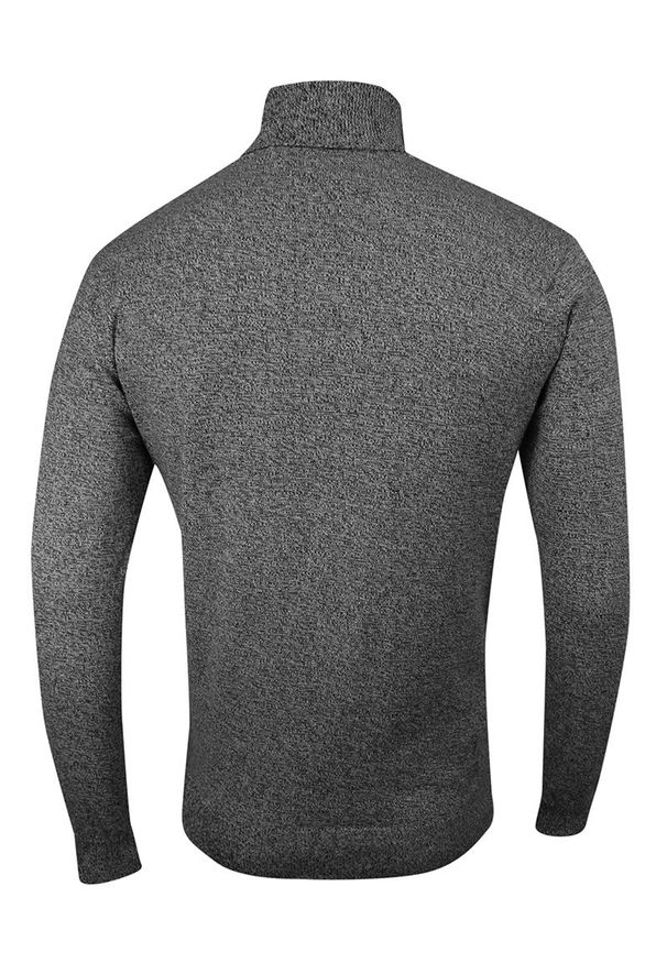 Golf Popielaty, Melanżowy, Elegancki, Klasyczny, Męski -Brave Soul- 100% BAWEŁNA. Typ kołnierza: golf. Kolor: szary. Materiał: bawełna. Wzór: melanż. Sezon: zima, jesień. Styl: elegancki, klasyczny