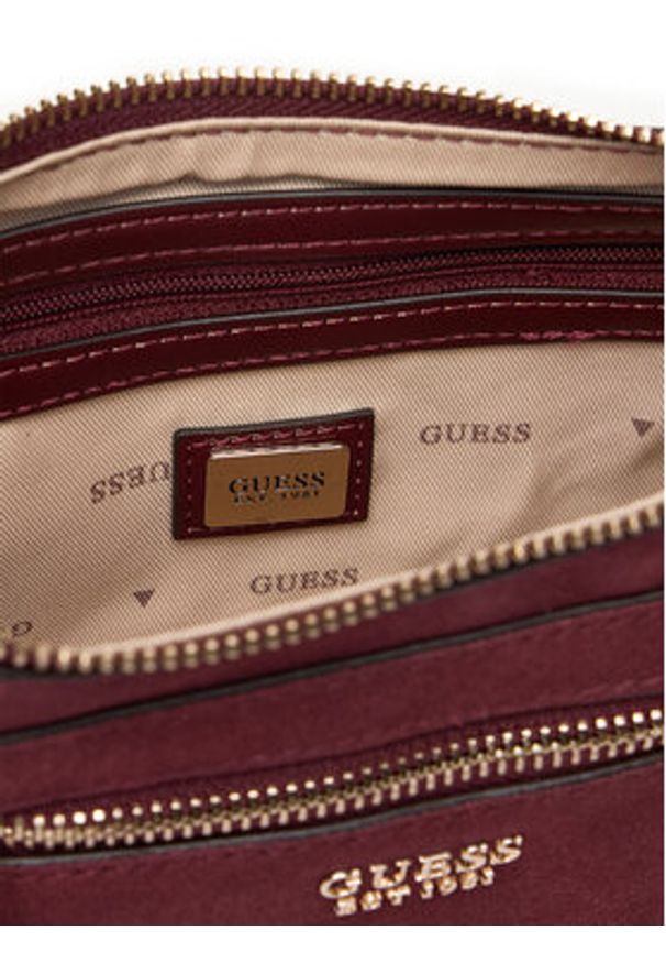 Guess Torebka Marsha Mini HWSG95 01720 Bordowy. Kolor: czerwony. Materiał: skórzane, zamszowe