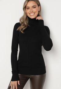 Born2be - Czarny Sweter z Golfem z Domieszką Kaszmiru i Wiskozy Zaisma. Okazja: na co dzień. Typ kołnierza: golf. Kolor: czarny. Materiał: wiskoza, kaszmir. Długość rękawa: długi rękaw. Długość: długie. Styl: elegancki, casual #3