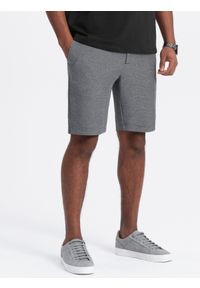 Ombre Clothing - Męskie spodenki wykonane z dwukolorowej melanżowej dzianiny - czarne V2. Okazja: na co dzień. Kolor: czarny. Materiał: dzianina. Wzór: melanż. Styl: casual #8